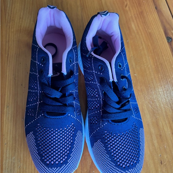 Navy and Pink Women's Athletic Running Shoes. - Picture 3 of 15